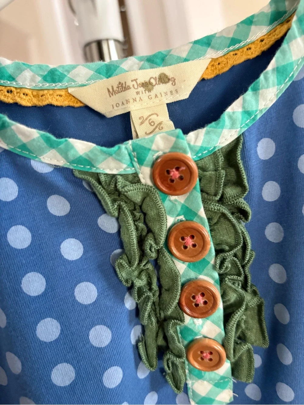 Matilda Jane with Joanna Gaines Blue Polka Dot & Mint Floral Long Sleeve Dress